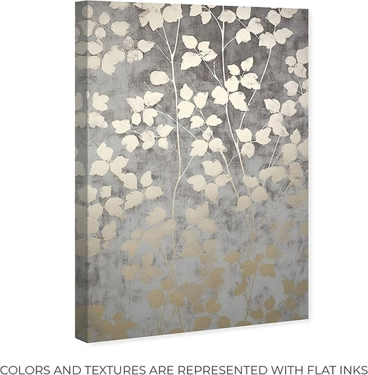 Art Remedy Silvery Gray Garden Canvas Elegant Floral Wall Art, Gallery Wrapped, 10" x 15"