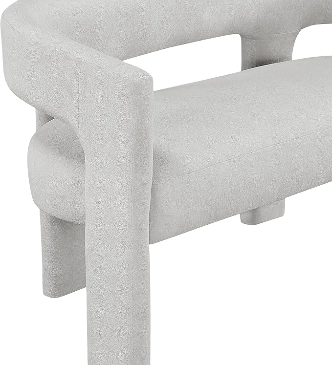 Lexicon 54.5 Inch Modern Curved Boucle Upholstered Dining Bench, Open Back Design, Soft Contemporary Accent Bench for Dining Room/Entryway, No Assembly Required, Light Grey