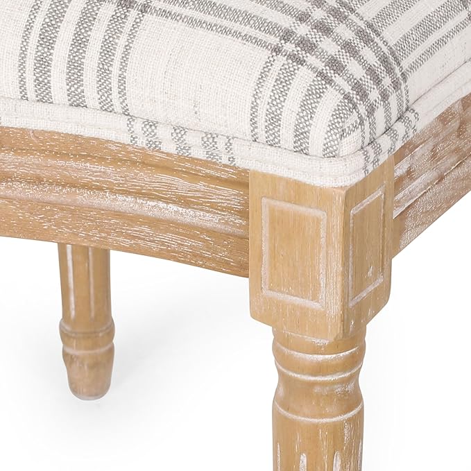 Phinnaeus Dining Chairs - Wood - Gray Plaid/Light Beige (Set of 2)