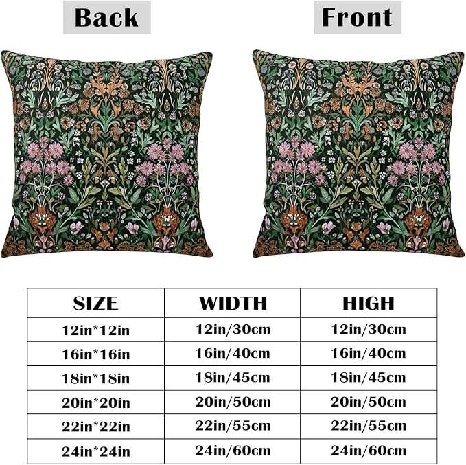 Spring Floral Pillow Covers 18x18 Set of 2 Sage Green Plants Throw Pillows Botanica Vintage Outdoor Decorative Pillowcase for Home Sofa Couch Decor