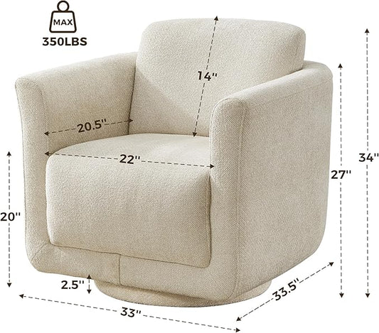 Swivel Accent Chair,Barrel Accent Chair Armchair with Wood Frame Lumbar Cushion,FSC Certified Upholstered Sofa for Living Room Bedroom Reading Room Waiting Room(Linen )