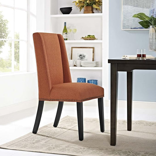 Modway EEI-2233 MO- Baron Modern Tall Back Wood Upholstered Fabric, Dining Chair, Orange
