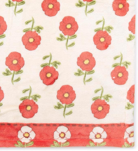 Oversized Throw, Tiny Poppies Stripe, One Size