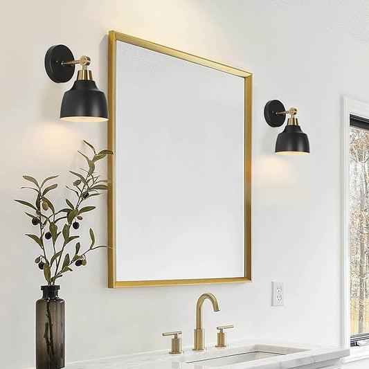 KSANA Sconces Wall Lighting, 1-Light Black and Gold Wall Sconce Light, Modern Metal Bedroom Bathroom Wall Sconces Indoor