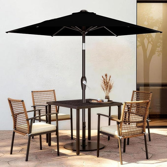AreShark 7.5FT Patio Umbrella Table Market Umbrella w/Tilt and Crank, Heavy-Duty Outdoor Umbrellas for Pool, Deck, Garden and Backyard, Black