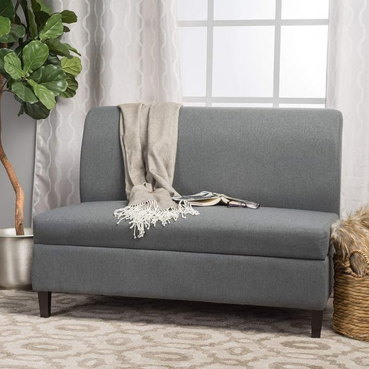 GDFStudio Christopher Knight Home Tovah Fabric Storage Loveseat, Charcoal