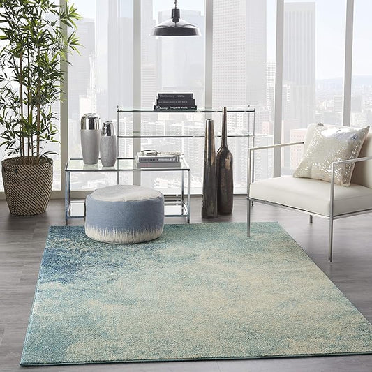 Nourison Passion Navy/Light Blue 1'10'' x 2'10'' Area-Rug, Modern, Abstract, Easy-Cleaning, Non Shedding, Bed Room, Living Room, Dining Room, Kitchen, (2' x 3') (Pack of 2)