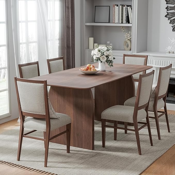 Casaphoria 67" Dining Table, Modern Kitchen Table for 4-6, Farmhouse Style with Rectangular Top & Arched Legs, Easy Assembly for Living Room, Kitchen, Bar, Walnut