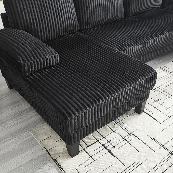 Eafurn Symmetrical U Shaped Sectional Sofa with Double Chaise Lounge,Modern Corduroy Upholstered Oversized Corner Couch, Deep Seat Comfy 4-Seater Sofa w/Pillow-top Armrest for Living Room