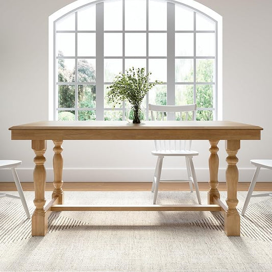 Bush Home Rectangular Dining Table, 67 inch Squire Trestle, Farmhouse Decor, Sterling Collection, Light Brown
