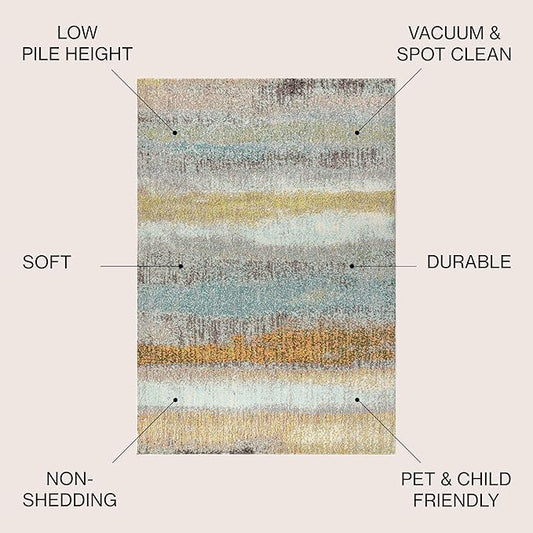 JONATHAN Y Modern Abstract Vintage Cream/Yellow Indoor Area Rug, 5x8, Contemporary POP, Transitional, Easy-Cleaning for Living Room, Bedroom, Kitchen, Pet Friendly, Non-Shedding (CTP105A-5)