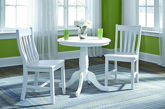 IC INTERNATIONAL CONCEPTS 30" Round Top Pedestal Wood Table with 2 Dining Chairs in White