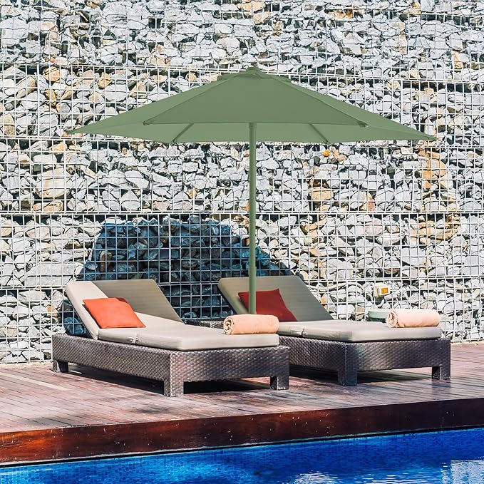 HOMSHADE Outdoor Patio Umbrella - Market Table Pool Deck Umbrella with Push Button Tilt, Crank, UPF50+ UV Protection and Sturdy Ribs, 3-Year Fade Resistance, 220GSM Solution-Dyed Fabric (No base)