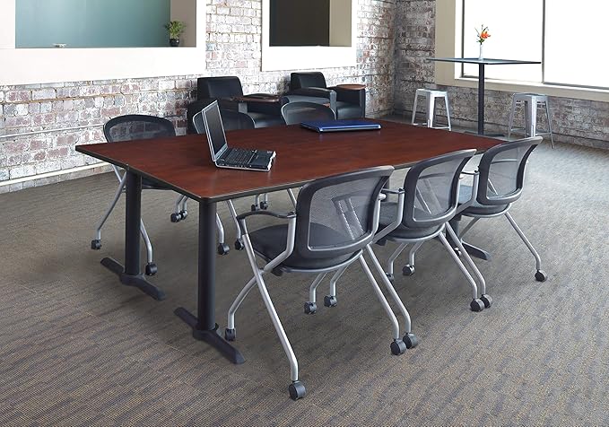 Regency Cain 84 x 24 in. Steel T-Base Training Seminar Table- Cherry