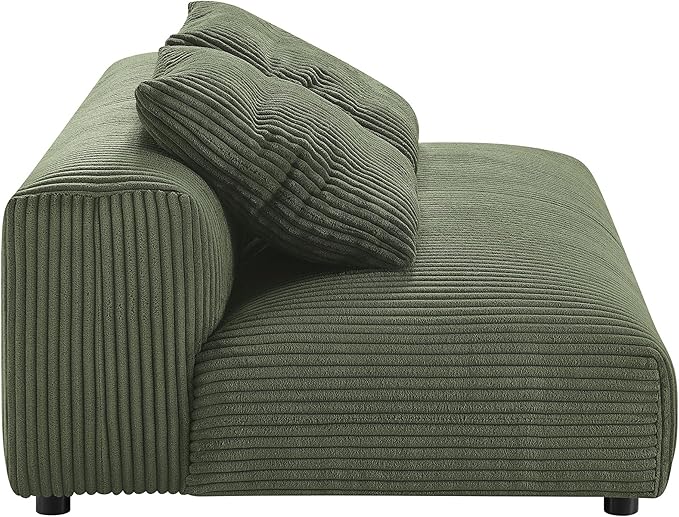 Modway Solace Modular Corduroy Sectional Sofa with Chaise in Fern - Comfy Corduroy Upholstered Deep Seat Sofa - Modern L-Shaped 2-Piece Sectional Sofa Set - 3 Seater Fabric Sofa for Living Room