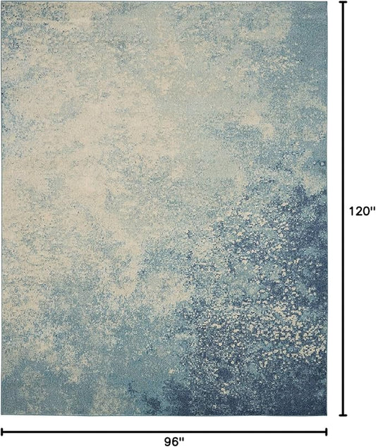 Nourison Home Passion Navy/Light Blue 8' x 10' Area-Rug, Modern, Abstract, Easy-Cleaning, Non Shedding, Bed Room, Living Room, Dining Room, Kitchen (8x10)