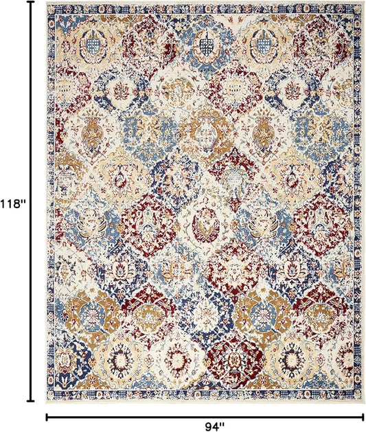 Nourison Home Grafix Blue Multicolor 7'10" x 9'10" Area Rug - Easy Clean, Non Shedding, Bed Room, Living Room, Dining Room, Kitchen (8' x 10')