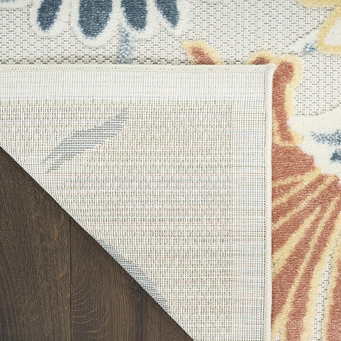 Nourison Home Aloha Ivory Rose 2'8" x 4' Area Rug - Easy Clean, Non Shedding, Bed Room, Living Room, Dining Room, Kitchen (3' x 4')