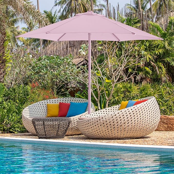 HOMSHADE Outdoor Patio Umbrella - Market Table Pool Deck Umbrella with Push Button Tilt, Crank, UPF50+ UV Protection and Sturdy Ribs, 3-Year Fade Resistance, 220GSM Solution-Dyed Fabric (No base)