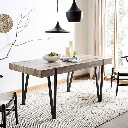 Safavieh Home Alyssa Rustic Industrial Brown and Black Dining Table