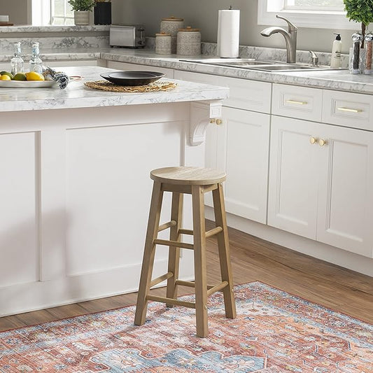 Zeke Grey Wash 24" Counter Stool with Round Seat by Linon