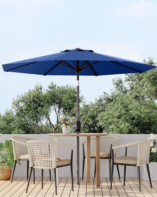 GarveeLife Outdoor Patio Umbrella, Table Market Umbrella with Push Button Tilt and Crank, 8 Sturdy Ribs UV Protection Waterproof for Garden, Deck, Backyard, Pool