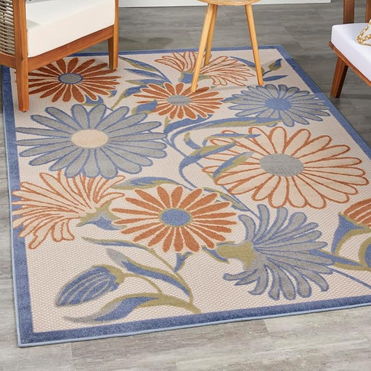 Nourison Home Aloha Beige Multicolor 3'6" x 5'6" Area Rug - Easy Clean, Non Shedding, Bed Room, Living Room, Dining Room, Kitchen (4' x 6')