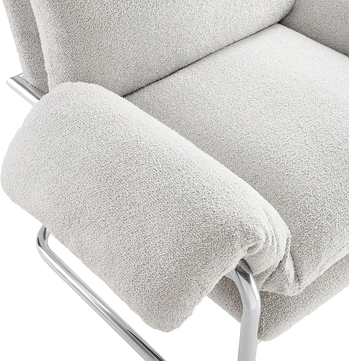 Modway Ansel Boucle Accent Chair in Newsprint - Fabric Lounge Chair for Living Room, Bedroom - Upholstered Corner Reading Chair with Arms and Removable Cushions