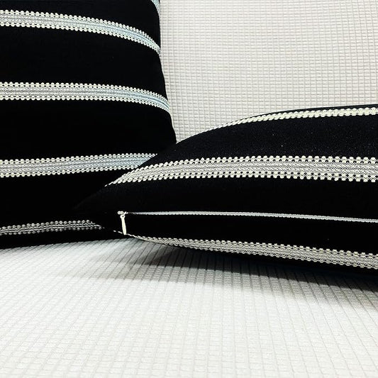 Slow Cow Pack of 2 Decorative Stripe Throw Pillow Cover Modern Country Design Cushion Cover Pillow Cover 18 x 18 inches