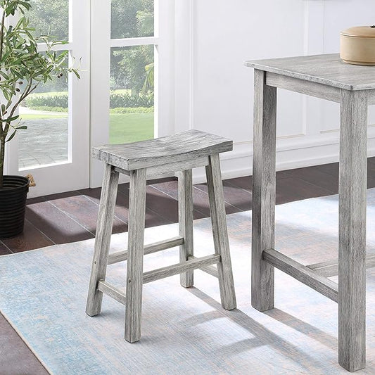 Boraam Sonoma Backless Saddle Kitchen Counter Stool - Storm Gray Wire-Brush - Set of 2
