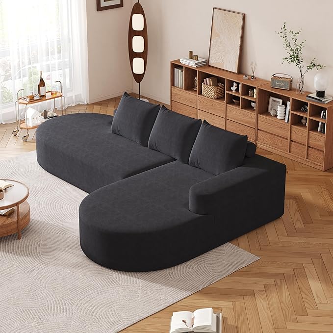 Cloud Modular Sectional Sofa with Curved Chaise Lounge,108.5" Oversized Modern Memory Foam Couch, Ergonomic BonelessModular Floor Sofa with High-for Living Room, Apartment & Office | Deep Seat, Wider Armrest, Free Combination