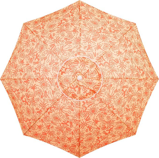 Business & Pleasure Co. Margaritaville Manana Umbrella - 6.5' Beach Umbrella Sand Anchor, 7' Tall Telescopic Aluminum Pole, UPF 50+