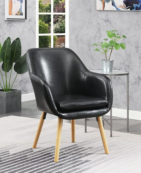 Convenience Concepts Take a Seat Charlotte Accent Chair, Black Faux Leather