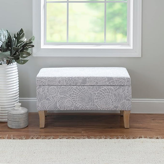 Linon Stone Upholstered Storage Stephanie Ottoman