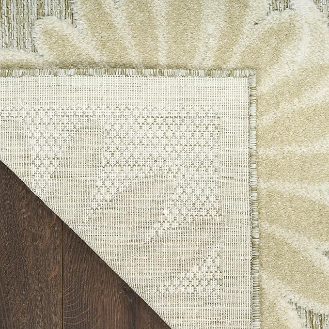 Nourison Home Aloha Ivory Sage 3'6" x 5'6" Area Rug - Easy Clean, Non Shedding, Bed Room, Living Room, Dining Room, Kitchen (4' x 6')
