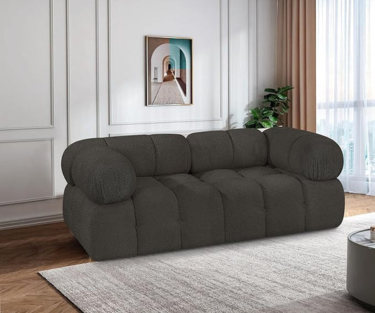 Meridian Furniture 611Brown-S68A Ames Collection Modern | Contemporary Modular Sofa with Rich Brown Boucle Fabric, Modular to Create Infinite Configurations, 68" W x 34" D x 28" H, Brown