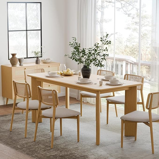 Casaphoria 67" Farmhouse Dining Table for 6,Wood Rectangular Living Room Table, Modern Kitchen Table with Sturdy Base & Thickened Tabletop, Easy to Assembly & Clean, Oak