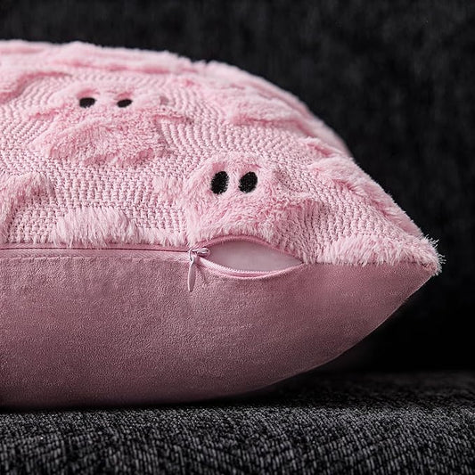 DFXSZ Halloween Pillow Covers 20x20 inch Set of 2 Pink Ghost Throw Pillow Cases Soft Plush Faux Fur Wool Couch Cushion Case for Chair Sofa Bedroom Living Room Home Decor PTK03B20