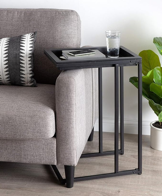 Kate and Laurel Lockridge Foldable Modern Side C-Table, 18.5" x 12" x 26.75", Black