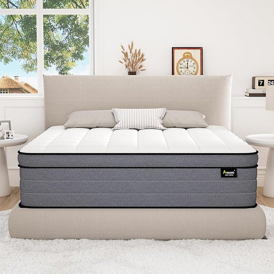 12 Inch Medium Firm King Size Mattress - Colchones King Hybrid with Individual Spring & Gel Memory Foam, Lumbar Support, Pressure Relief, Motion Isolation, CertiPUR-US, 365 Night Trial