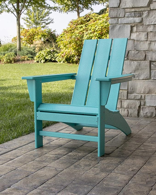 POLYWOOD Modern Adirondack Chair – All-Weather Outdoor Lawn Adirondack Chairs – HDPE, Fade-Resistant & Durable Outdoor Furniture – For Patio, Deck & Fire Pit Chairs – Navy