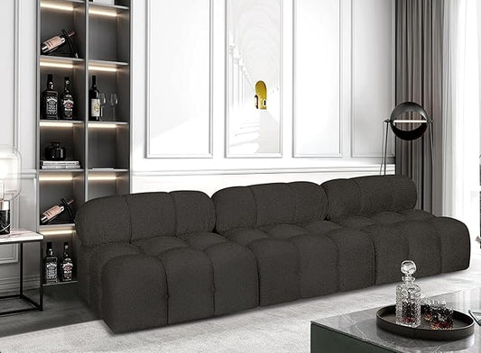 Meridian Furniture 611Brown-S102B Ames Collection Modern | Contemporary Modular Sofa with Rich Brown Boucle Fabric, Modular to Create Infinite Configurations, 102" W x 34" D x 28" H, Brown