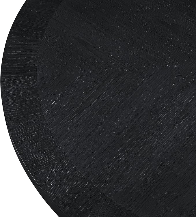 Meridian Furniture 730Black-T Belinda Collection Modern | Contemporary Dining Table with Solid Wood Base, Black Finish Oak Wood Veneer, Round Top, Fluted Base, 60" W x 60" D x 30" H, Black