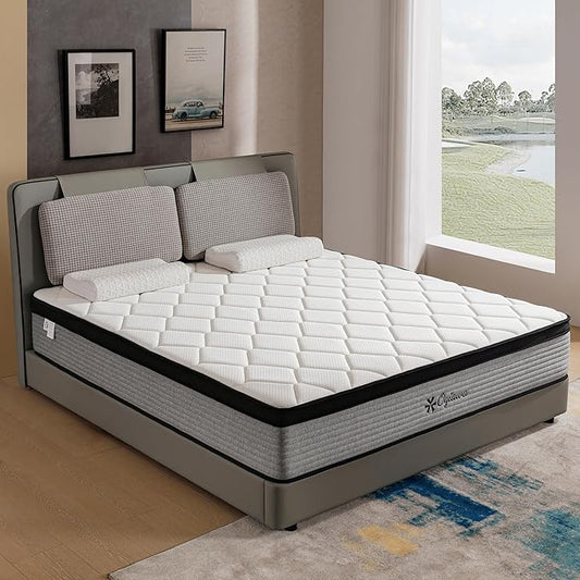 Twin Mattress | 10 Inch Twin Size Hybrid Mattresses in a Box | Medium Firm Memory Foam and Individual Pocket Springs | Fiberglass Free Bed Mattres | Breathable | CertiPUR-US