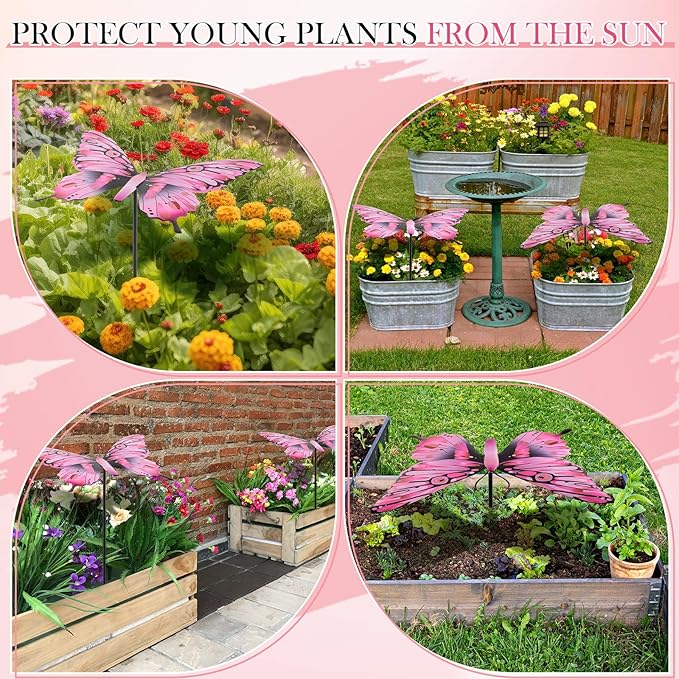 Reallnaive Small Metal Plant Umbrella for Outdoor Bee Garden Decor Umbrella Plants Shade Cover Sunshade Disk Outdoor for Potted Live Decor