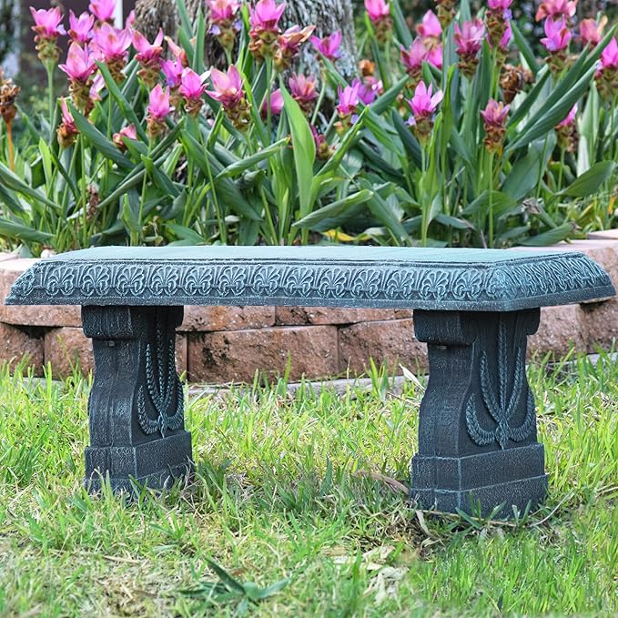 Arcadia Garden Products BE01B Outdoor Fiberclay Garden Bench for Patio, Porch, Park, Lightweight and Durable Outside Furniture Decor, Brushed Teal