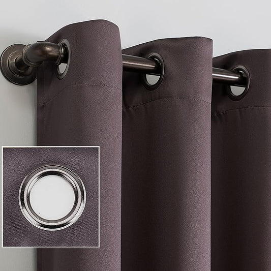 Sun Zero Nordic 2-pack Theater Grade Extreme 100% Blackout Grommet Curtain Panel Pair, 52" x 84", Fig