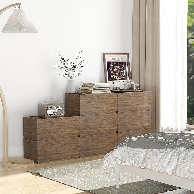 woodtalks Stackable 1 Drawer Dresser, Multi-Purpose Storage Closet Cube Dressers for Bedroom, Storage Cabinet for Entryway, Nightstand Sofa Beside Table Drawer Chest, 23.6 in, Walnut, Brown