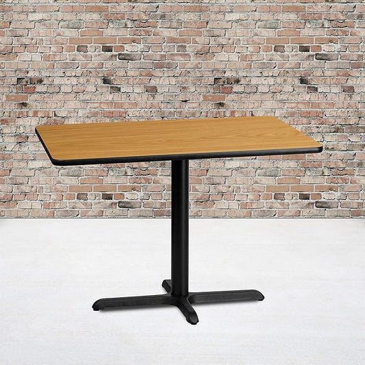 Flash Furniture 30'' x 42'' Rectangular Natural Laminate Table Top with 23.5'' x 29.5'' Table Height Base