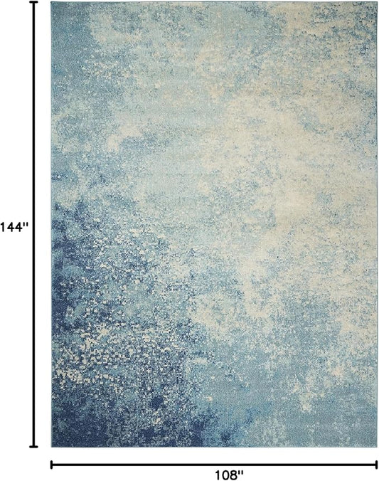 Nourison Home Passion Navy/Light Blue 9' x 12' Area-Rug, Modern, Abstract, Easy-Cleaning, Non Shedding, Bed Room, Living Room, Dining Room, Kitchen (9x12)